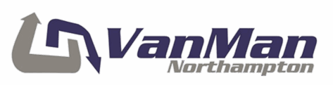 Van Man Northampton logo with blue and grey arrows in a circular motion